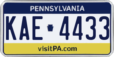 PA license plate KAE4433