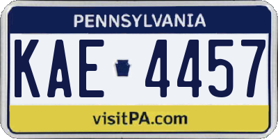 PA license plate KAE4457