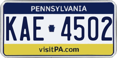 PA license plate KAE4502