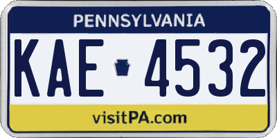 PA license plate KAE4532