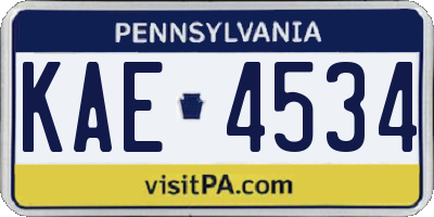 PA license plate KAE4534