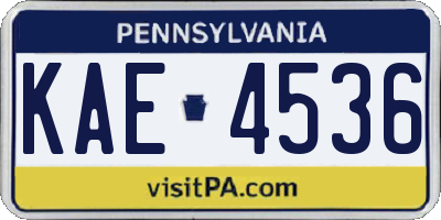PA license plate KAE4536
