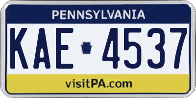 PA license plate KAE4537