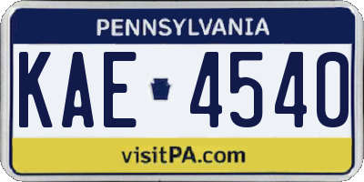 PA license plate KAE4540