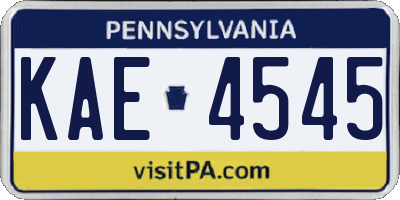 PA license plate KAE4545