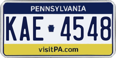 PA license plate KAE4548