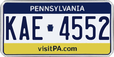 PA license plate KAE4552