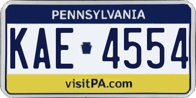 PA license plate KAE4554