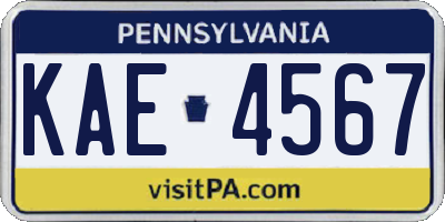 PA license plate KAE4567