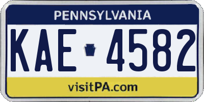 PA license plate KAE4582