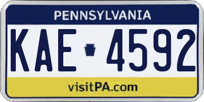 PA license plate KAE4592