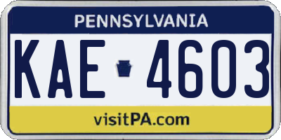 PA license plate KAE4603