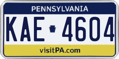 PA license plate KAE4604