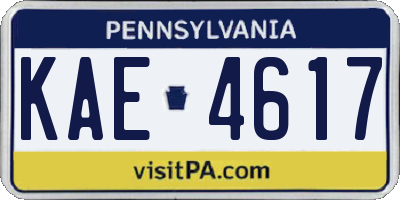 PA license plate KAE4617