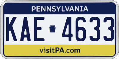 PA license plate KAE4633