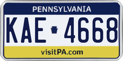 PA license plate KAE4668