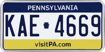 PA license plate KAE4669