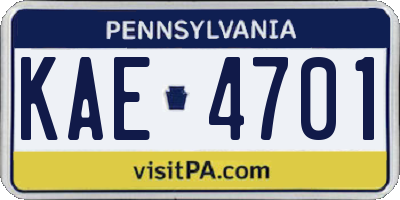 PA license plate KAE4701