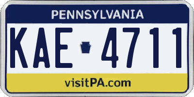 PA license plate KAE4711