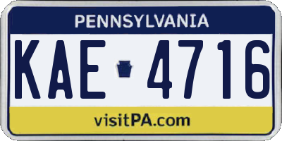 PA license plate KAE4716