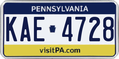 PA license plate KAE4728
