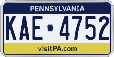 PA license plate KAE4752