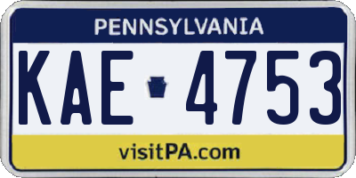 PA license plate KAE4753