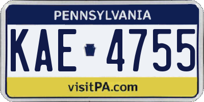 PA license plate KAE4755
