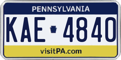 PA license plate KAE4840