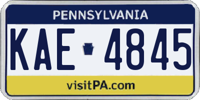 PA license plate KAE4845
