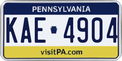 PA license plate KAE4904