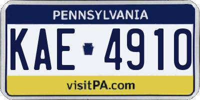 PA license plate KAE4910