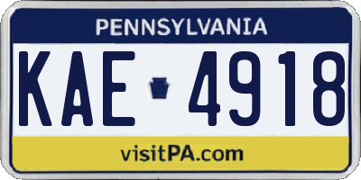 PA license plate KAE4918