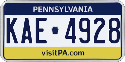 PA license plate KAE4928