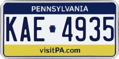 PA license plate KAE4935