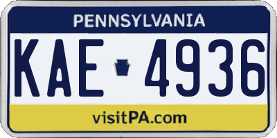 PA license plate KAE4936