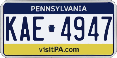 PA license plate KAE4947