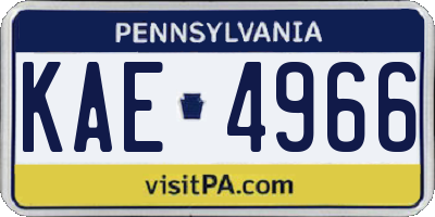 PA license plate KAE4966