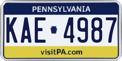 PA license plate KAE4987