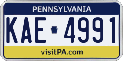 PA license plate KAE4991