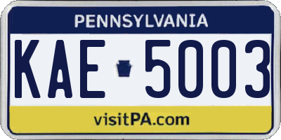 PA license plate KAE5003