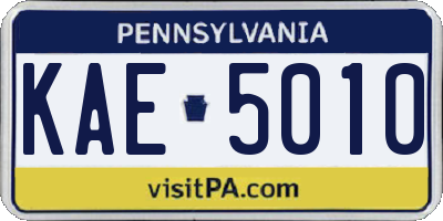 PA license plate KAE5010