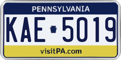 PA license plate KAE5019