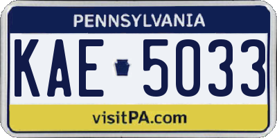PA license plate KAE5033