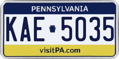 PA license plate KAE5035