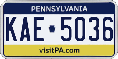 PA license plate KAE5036