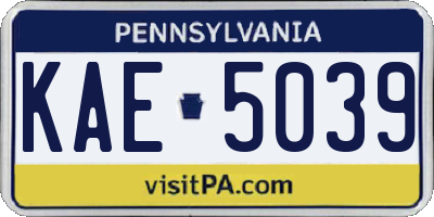 PA license plate KAE5039