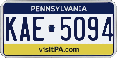 PA license plate KAE5094