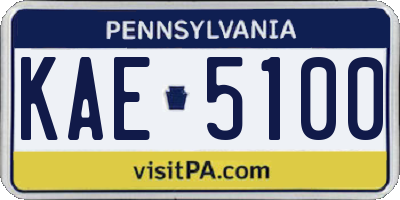 PA license plate KAE5100