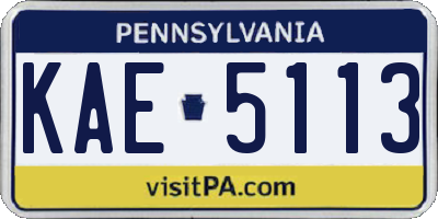 PA license plate KAE5113